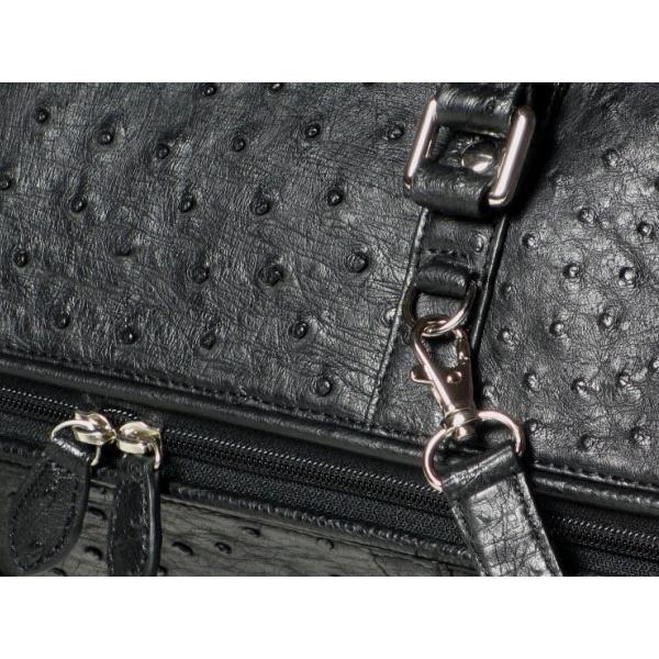 本革 オーストリッチ ボストンバッグ 旅行用バッグ ブラック 機内