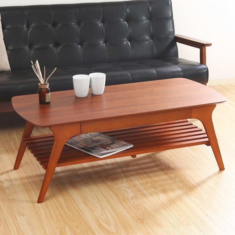 ブラウン木製ローテーブル 110×55×37 ブラウン木製ローテーブル 110×55