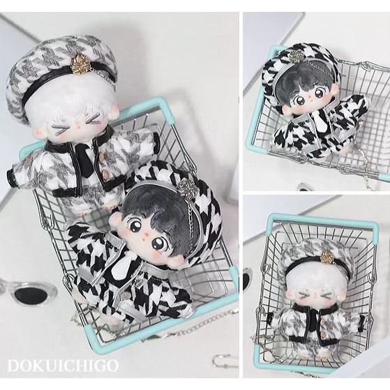 ぬい服 10cm 15cm 千鳥格子 ベレー帽 ぬいぐるみ服 推し活 着ぐるみ