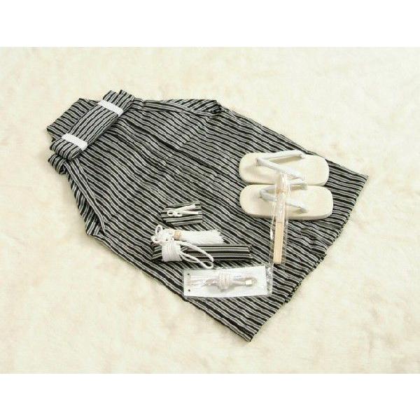 京美 七五三 着物 男の子 男児袴セット 黒縞袴 黒グレーストライプ 5歳