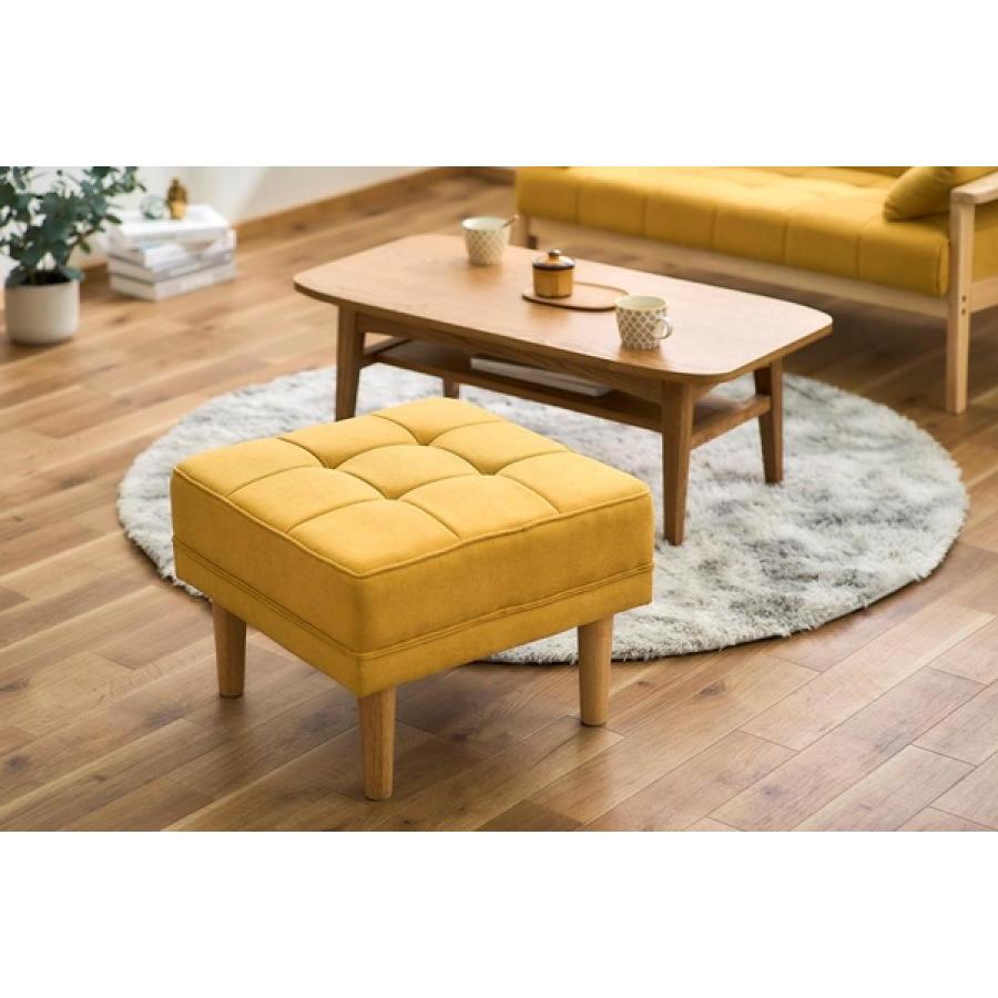 アイリスオーヤマ オットマン WFS-OT マスタード イエロー 天然木使用