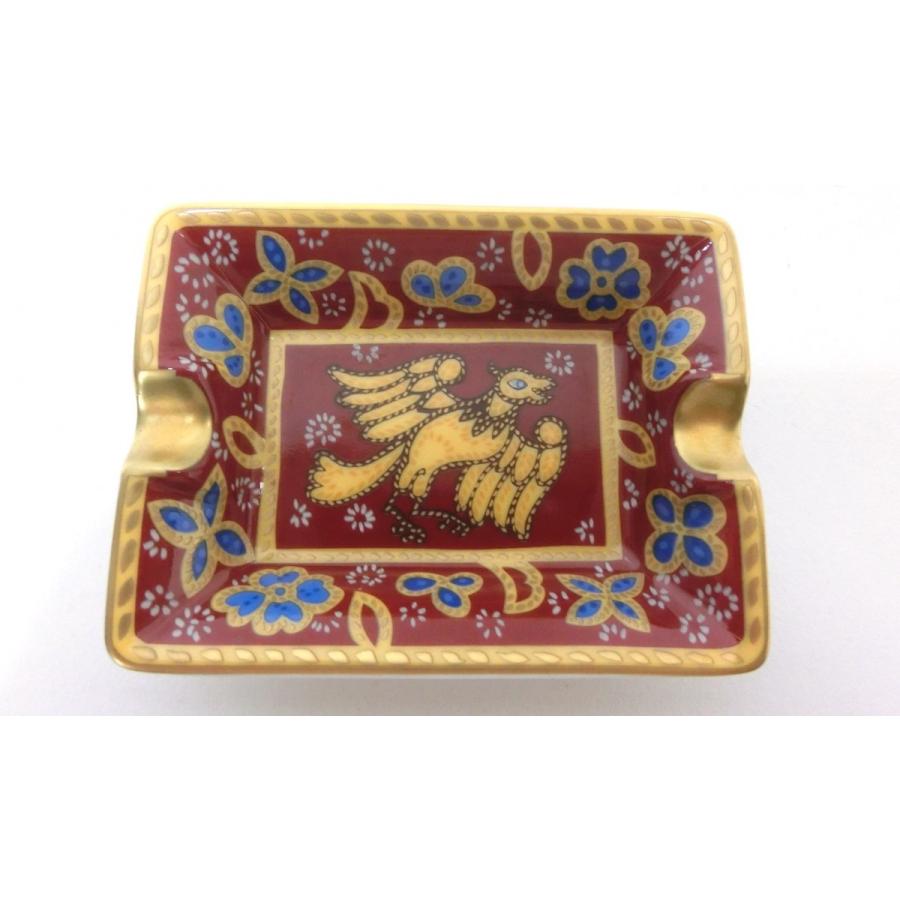 HERMES（エルメス） 灰皿 アッシュトレイ 小 赤系 鳥 ゴールド 花