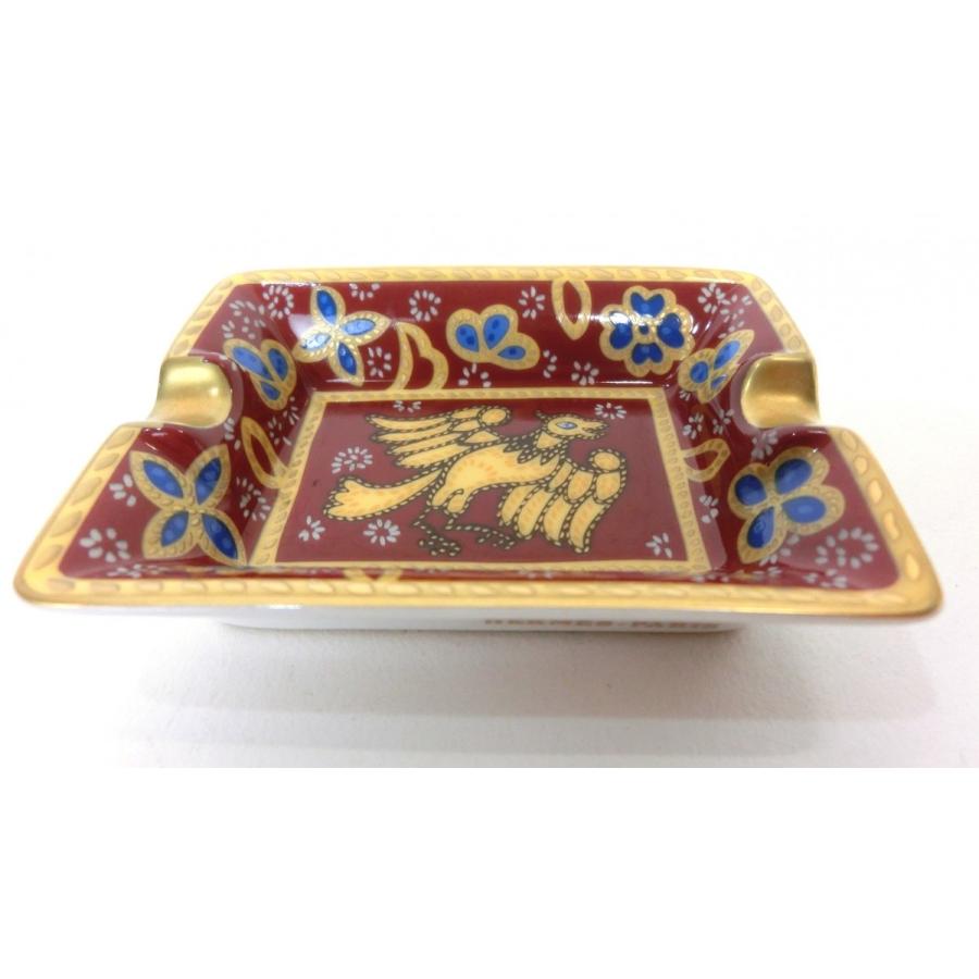 HERMES（エルメス） 灰皿 アッシュトレイ 小 赤系 鳥 ゴールド 花