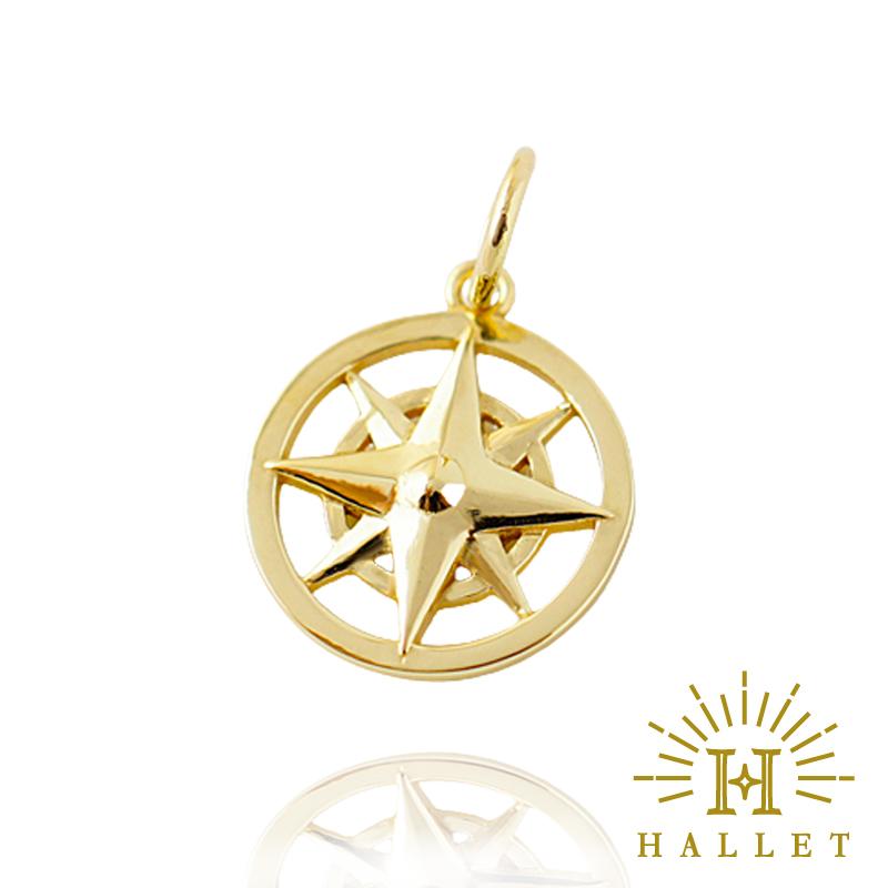 k18 ゴールド ネックレス ペンダントトップ コンパス チャーム 羅針盤