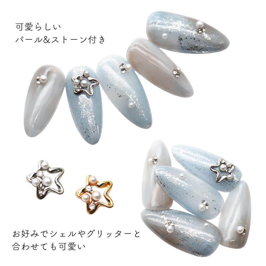 ネコポス送料無料]ネイルパーツ パール&ストーン付きスターフレーム