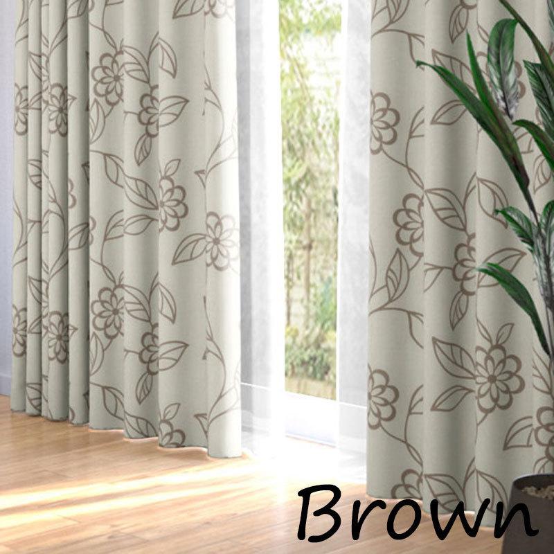 花柄 形状記憶 遮光ドレープカーテン 幅100×丈105/135/178/200/210