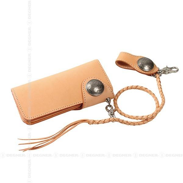 花山 バイク 長財布 彫刻 和柄 本革 風神雷神 タン : デグナーヤフー