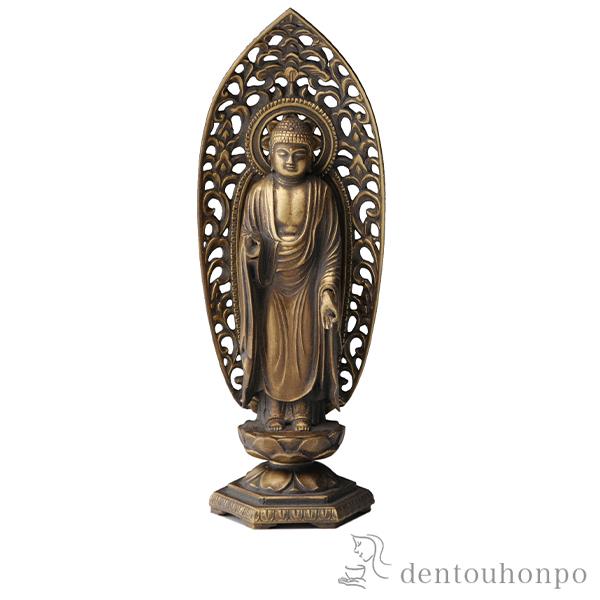 仏像 阿弥陀如来 選べる3色／古美金／古美青銅／古美茶 15cm ( 木札名