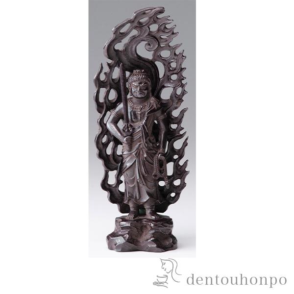 仏像 不動明王 選べる3色／古美金／古美青銅／古美茶 15cm ( 木札名