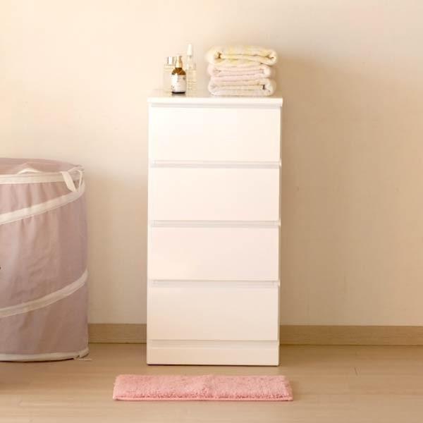 一生紀（ISSEIKI） チェスト タンス ローチェスト 4段 ホワイト 幅40