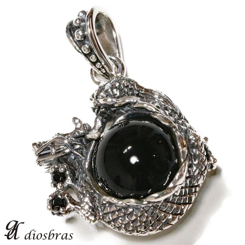 ドラゴン オニキス 水晶 ペンダント トップ 龍 ネックレス シルバー