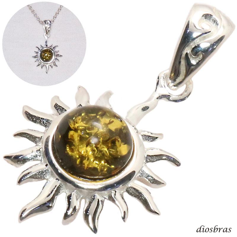 アンバー 琥珀 ペンダント 太陽 サンマーク トップ パワーストーン