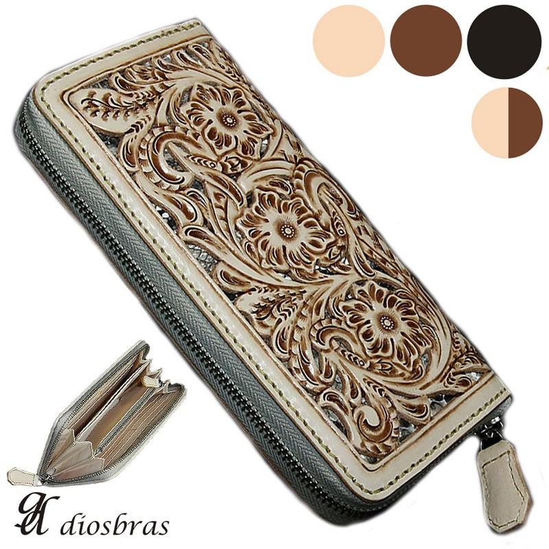 カービング ラウンドファスナー 財布 ラウンドジップ 長財布 本革