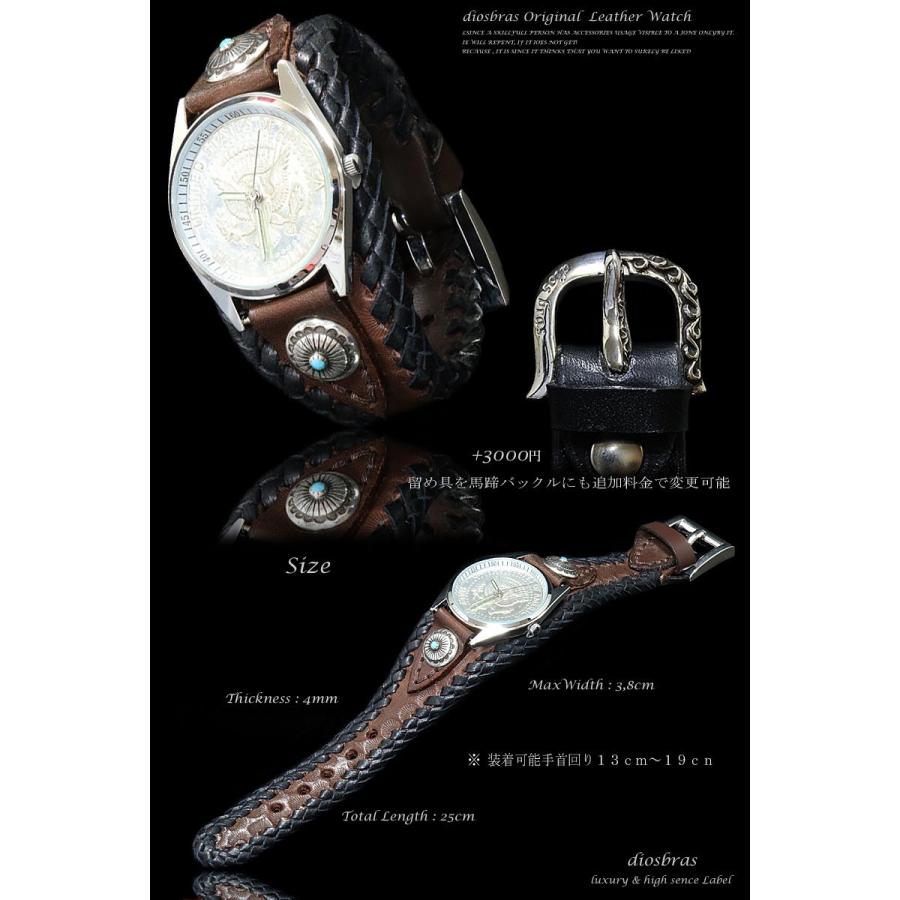 腕時計 メンズ ターコイズ オニキス 時計 レザーブレス ウォッチ 本革