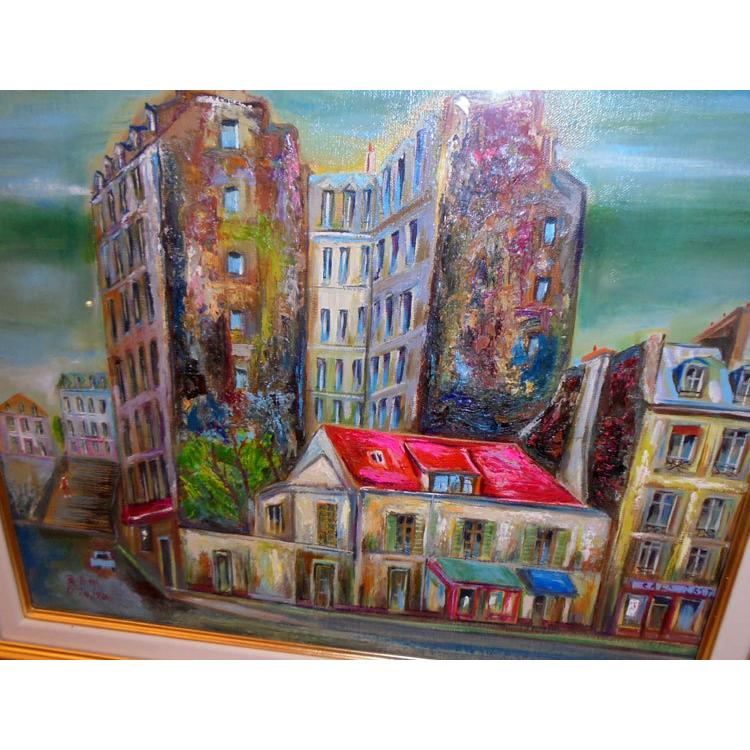 フランス風景絵画 油絵 小澤勇寿郎 作 パリの街 8号サイズ インテリア