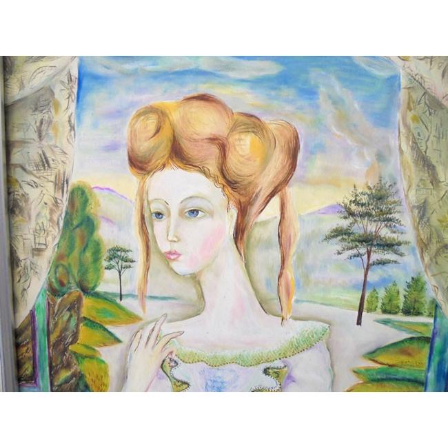 人物絵画 油絵 小澤勇寿郎 作 窓辺の人 6号サイズ パリの女性