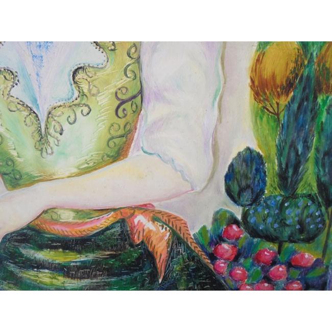 人物絵画 油絵 小澤勇寿郎 作 窓辺の人 6号サイズ パリの女性