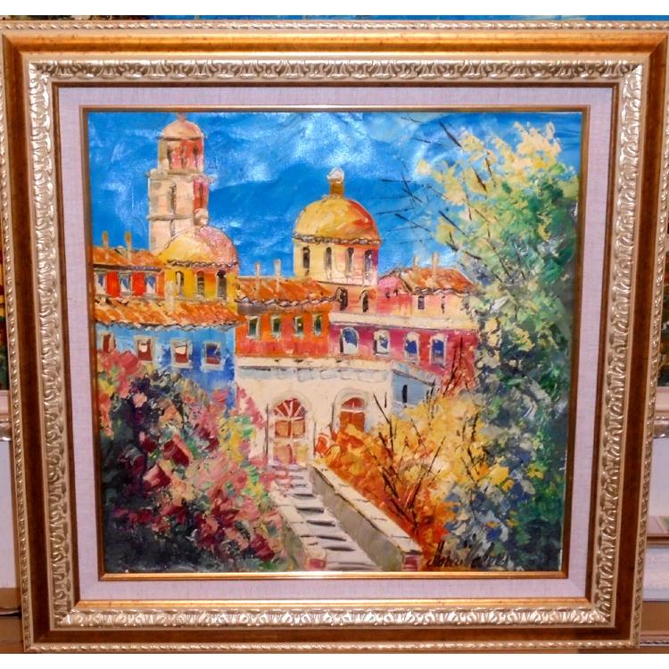 Donald's 作 風景画 ドアと庭の油彩画 Donald's 作 風景画 ドアと庭の