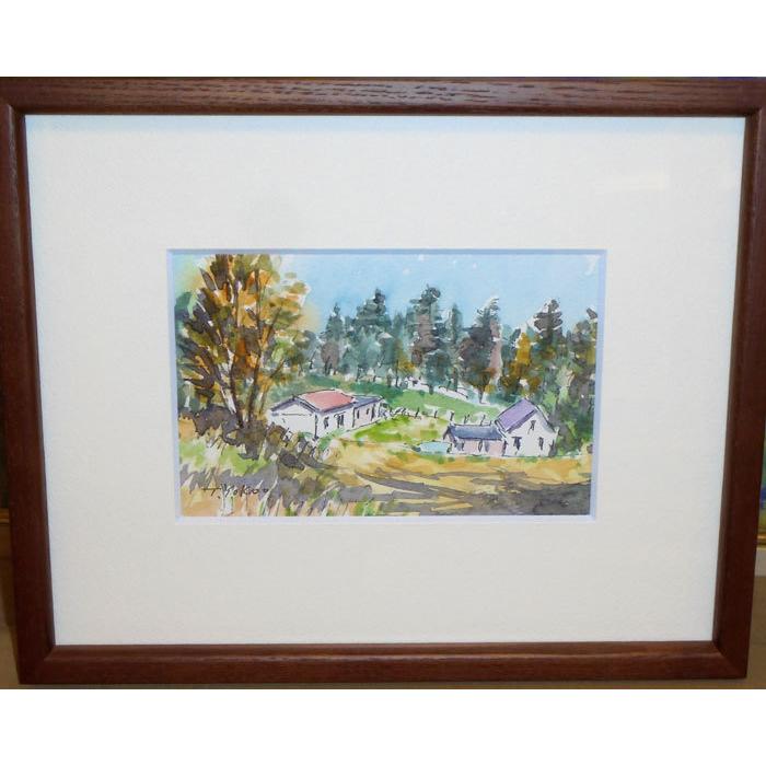 絵画 水彩画 横尾武之 作 「初秋の八ヶ岳」 風景画 インテリア 定価