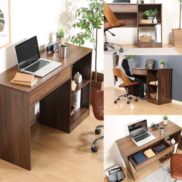 不二貿易（Fuji Boeki） パソコンデスク 収納棚付き 引き出し付き 木製