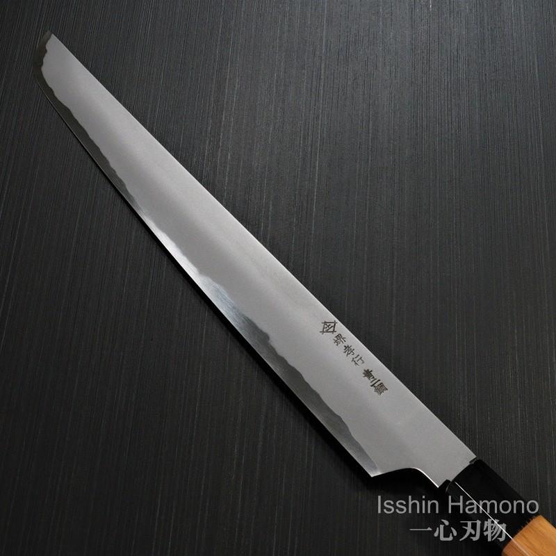 堺孝行 包丁 柳刃 先丸柳刃 300mm 青二鋼 焔 玄武 黒石目鞘 堺鍛冶師