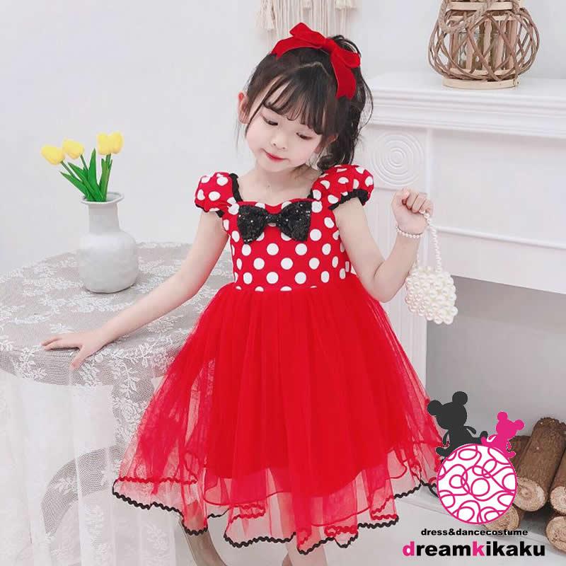 水玉ドットの 子どもワンピース 水玉プリンセス チュール 韓国子供服
