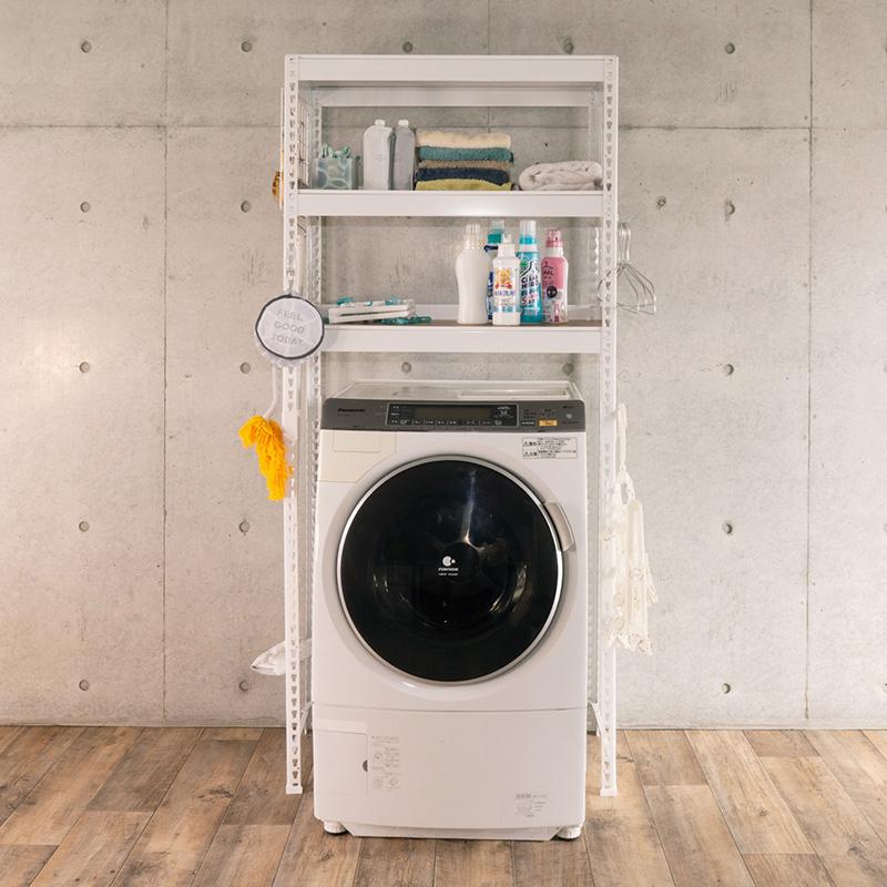スチールラック 3段 ランドリーラック 洗濯機ラック 洗濯機上収納
