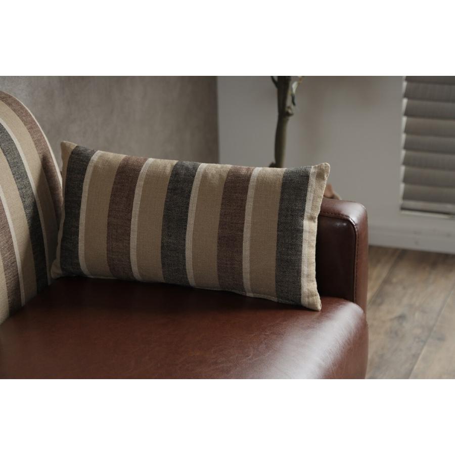 2人掛け Trent ストライプ ベンチ ソファ ブラウン（135003_BR