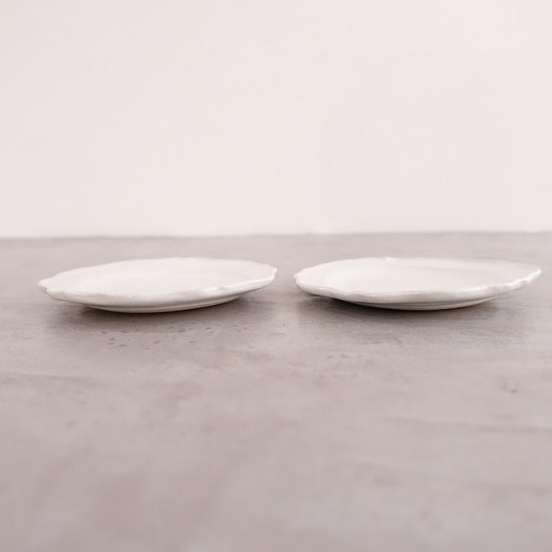 長峰菜穂子 *フラワーリム小皿 2枚セット*白ホワイト花銘々皿取り皿和