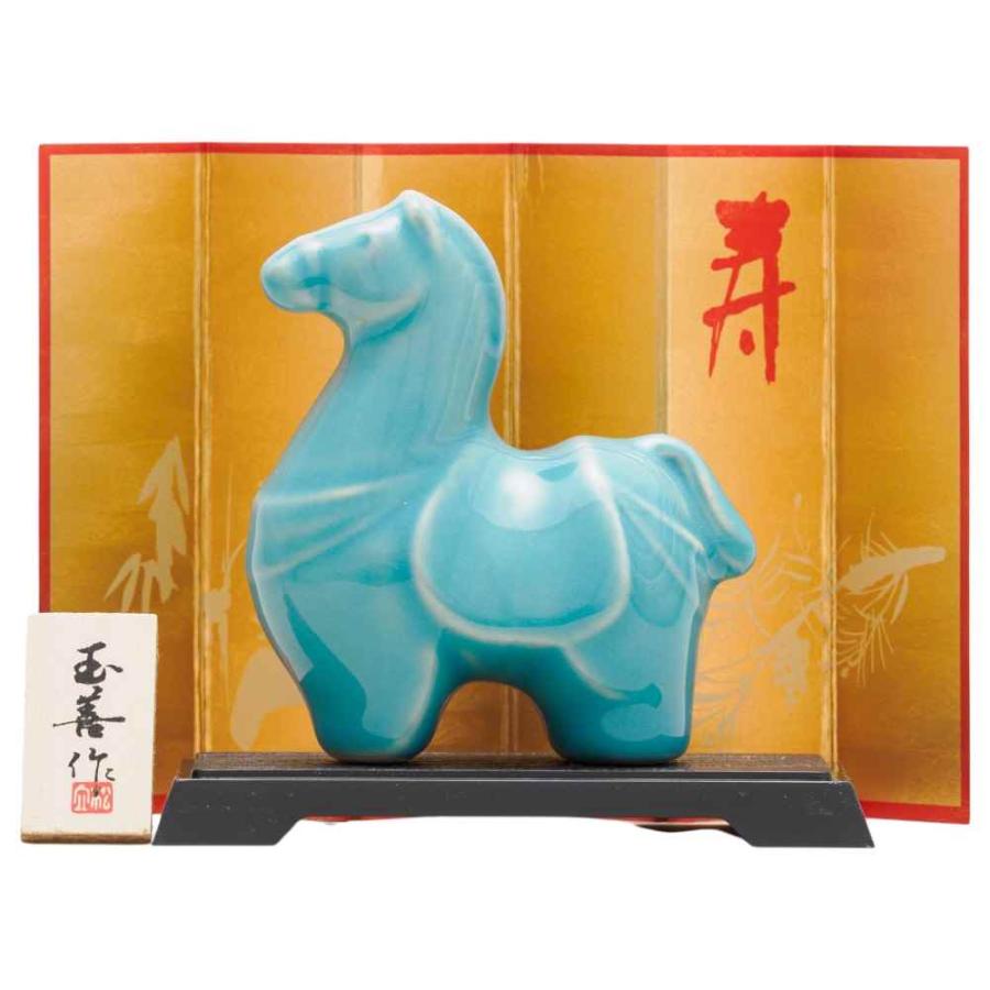 干支 午 置物 馬 うま 2026年/ 青磁（豆） /粗品 販促 景品 縁起 町内
