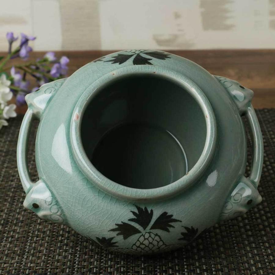 高麗青磁 韓国 直輸入/ 手付壺 天上花 （大） /訳あり アウトレット