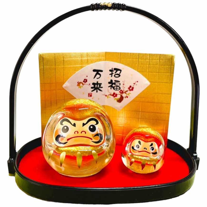 ガラス 置物 達磨 ダルマ 小さい/ だるま (金) 硝子盆飾り /縁起物