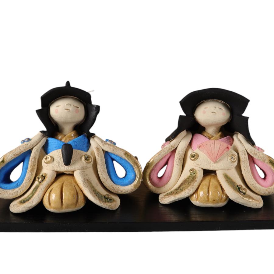 雛人形 コンパクト 陶器 小さい 可愛い ひな人形/ 弥生窯作 錦彩内裏雛