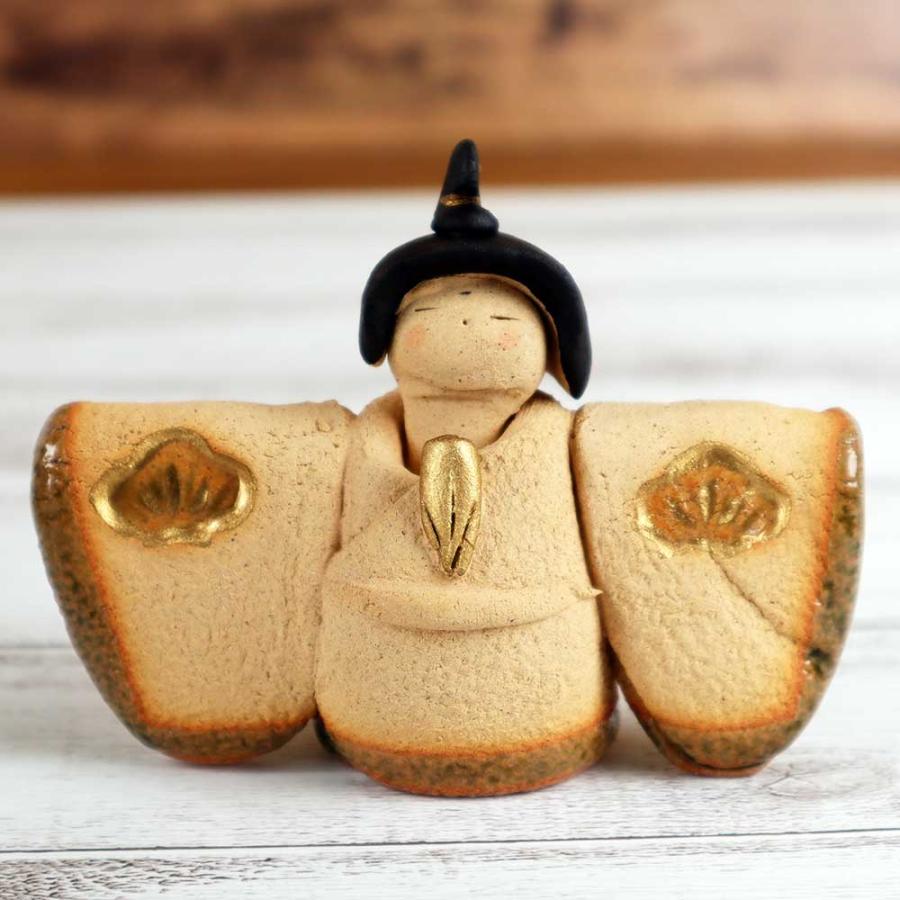 雛人形 コンパクト 陶器 小さい 可愛い ひな人形/ 古代織部梅松土雛