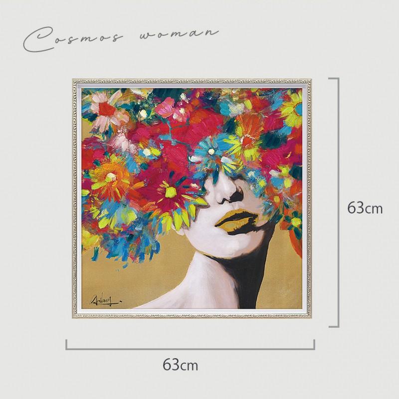 オイルペイント ハンドペイント 63×63cm アート 女性 モダンアート