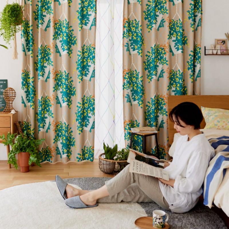 スミノエ カーテン 遮光 2級 100×178cm 北欧 花柄 遮光カーテン