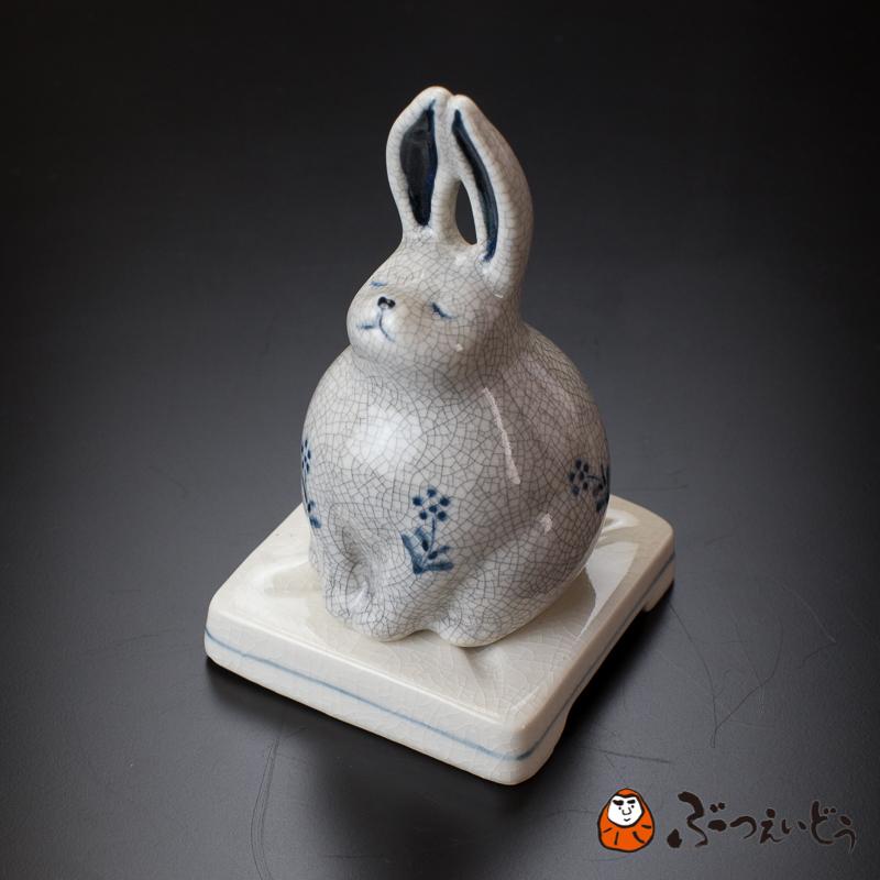 仏具 うさぎ香炉 陶器 (墨貫入)【お香用品 香炉 お香 香立て 日本香堂