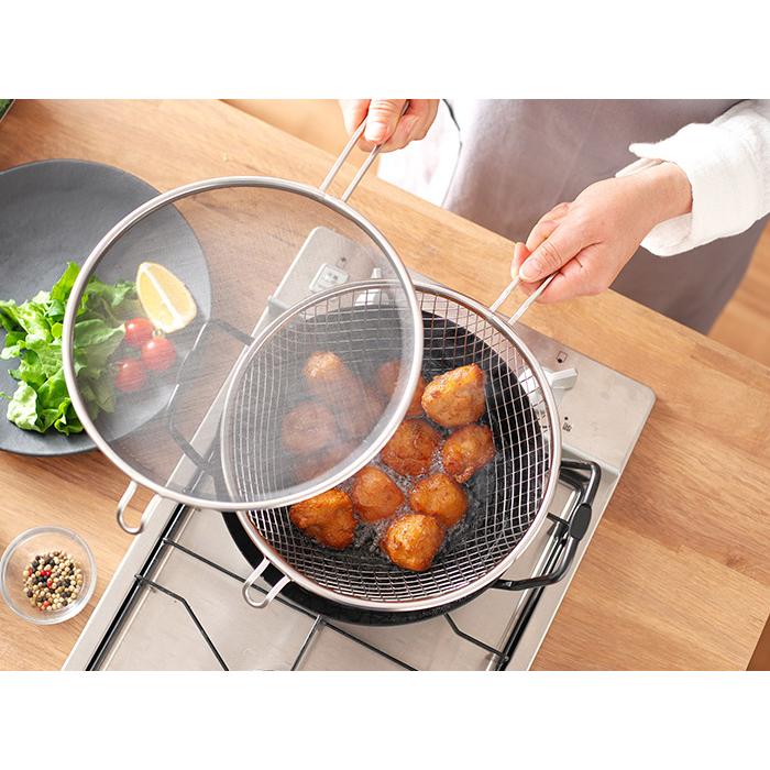 la base ラバーゼ 鉄揚げ鍋 28cmセット LB-099 油はね防止ネット 揚げ