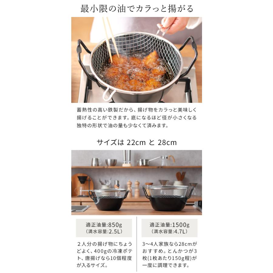 la base ラバーゼ 鉄揚げ鍋 28cmセット LB-099 油はね防止ネット 揚げ