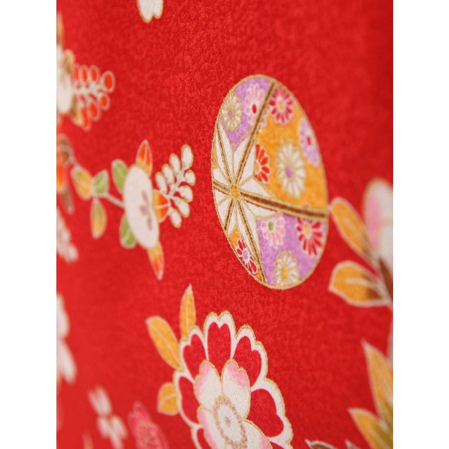 被布 四季花柄の七五三着物3歳 女の子(被布)フルセット（赤系