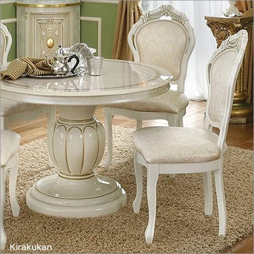 イタリア家具 レオナルド ダイニング5点セット 張地柄あり 伸長式