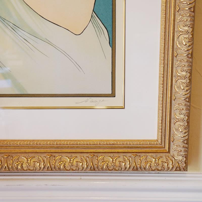 ヴィンテージ アルフォンス ミュシャ画 「羽根ペン」シルクスクリーン