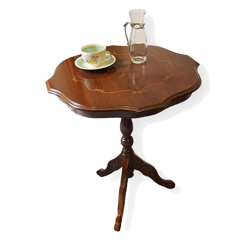 イタリア家具 コーヒーテーブル ブラウン 木製 象嵌半艶仕上げ 組立式