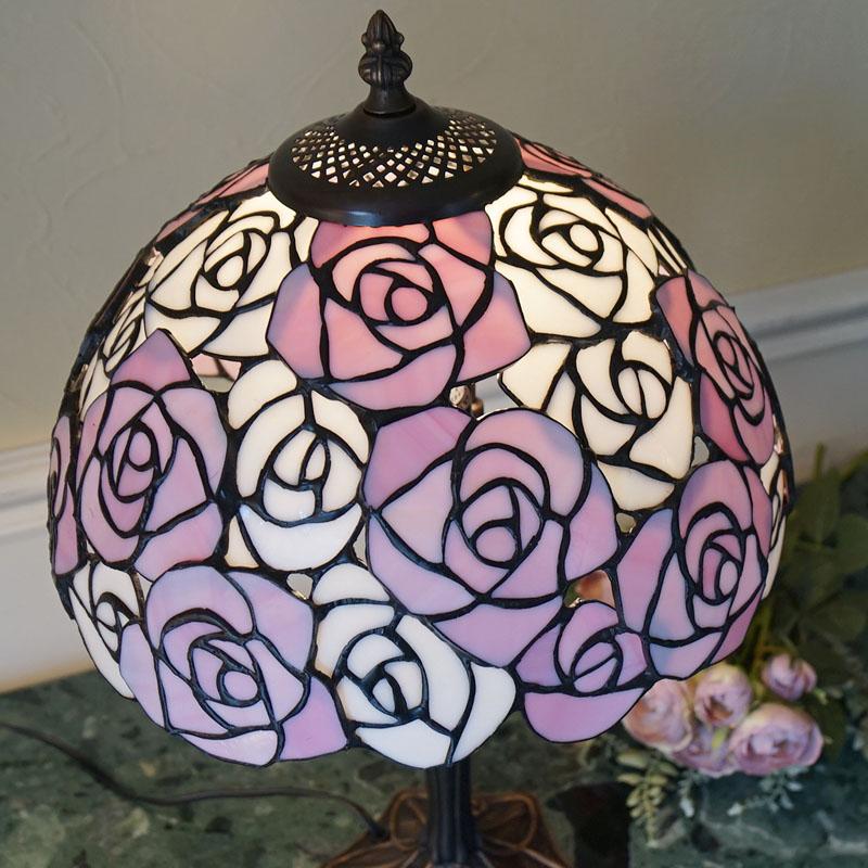 ステンドグラス ランプ スタンド ローズ バラ Lサイズ 送料無料 LED球