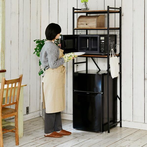 山善（YAMAZEN） 冷蔵庫上ラック ゴミ箱上ラック 幅59.5 奥行41.5 高さ