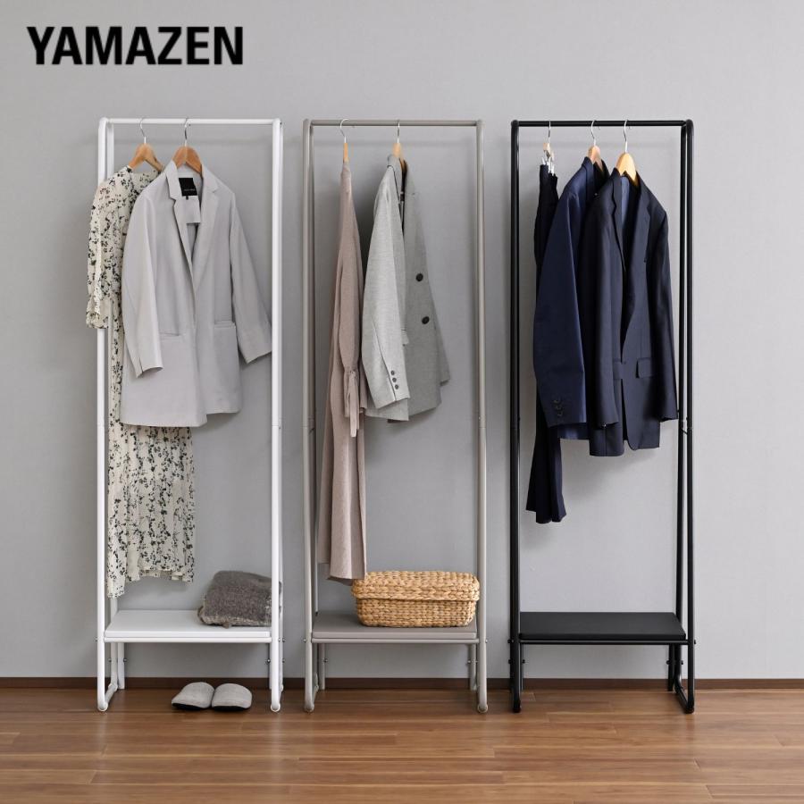 山善（YAMAZEN） ハンガーラック シンプル 棚付き 幅51 奥行40 高さ