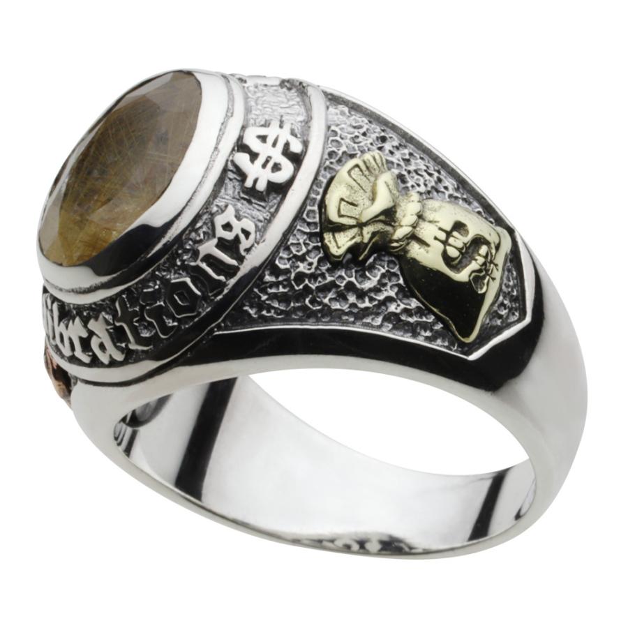 ルチルクォーツ シルバーリング 指輪 メンズ スロット ドル袋 ダラー