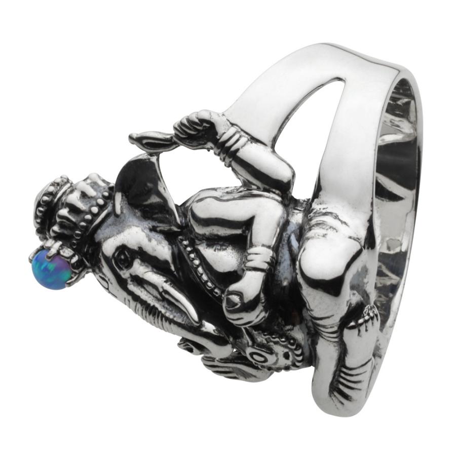 オパール シルバーリング 指輪 メンズ ガネーシャ 神様 オリエンタル