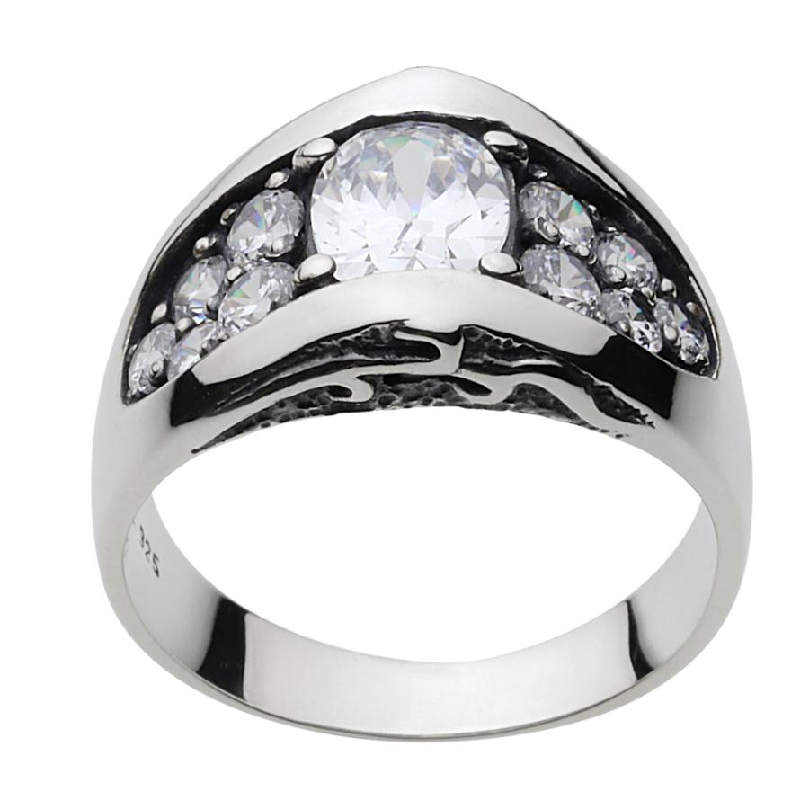 ジルコニア シルバーリング 指輪 メンズ ゴージャス ごつめ 石