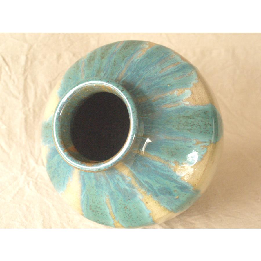 レア珍品 江戸 明治時代 上野焼 藁釉緑彩壺22.5cm 茶壺 青流花瓶 古